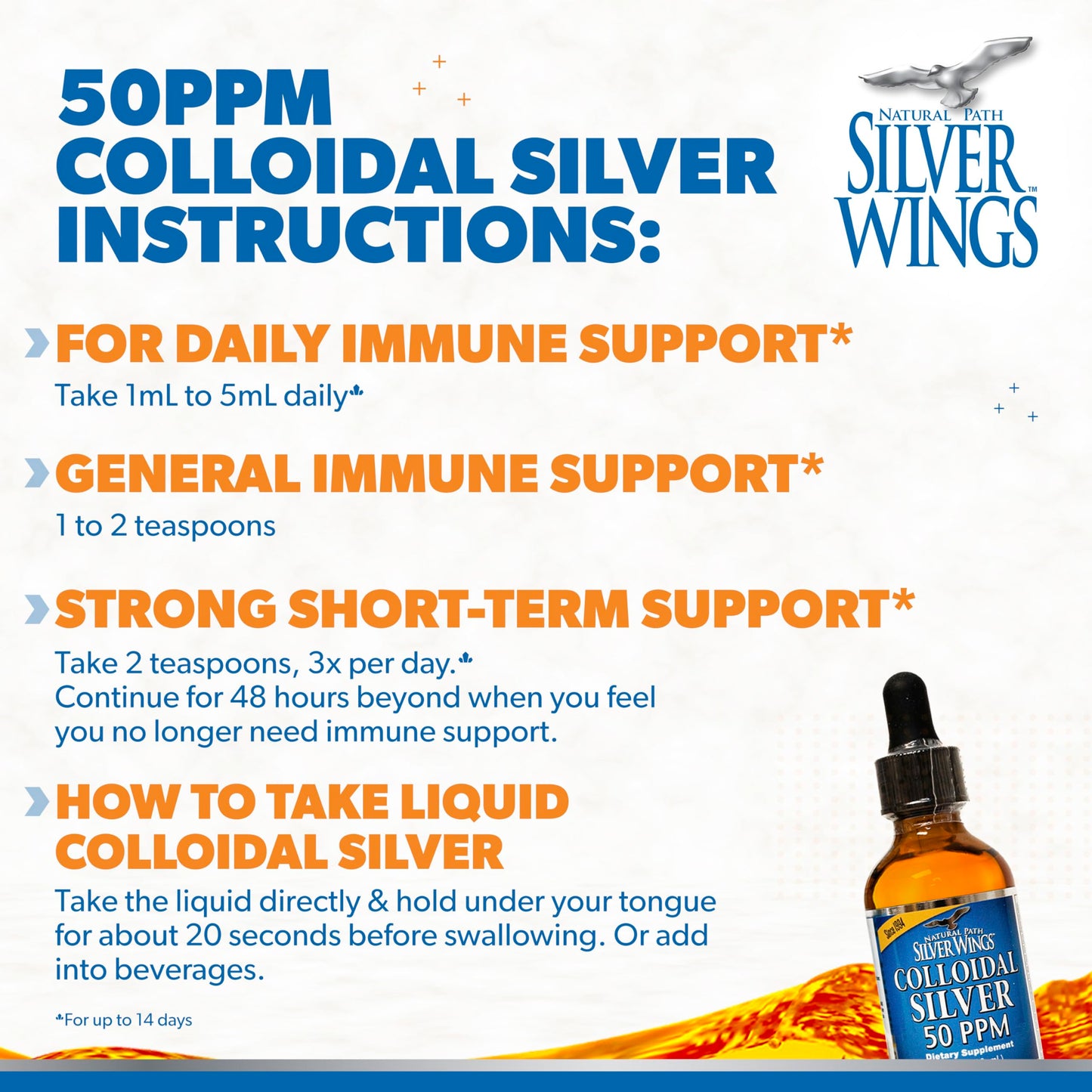 Natural Path Silver Wings Colloidal Silver 50ppm – Immune Support (2 oz Dropper)