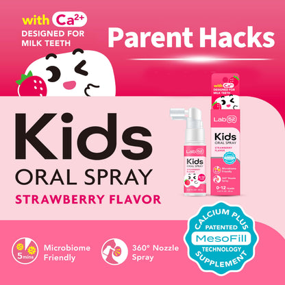 LAB52 Kids Oral Spray - Fluoride Free Toddler Toothpaste Helper (Newborn to Preschool, Strawberry & Grape)