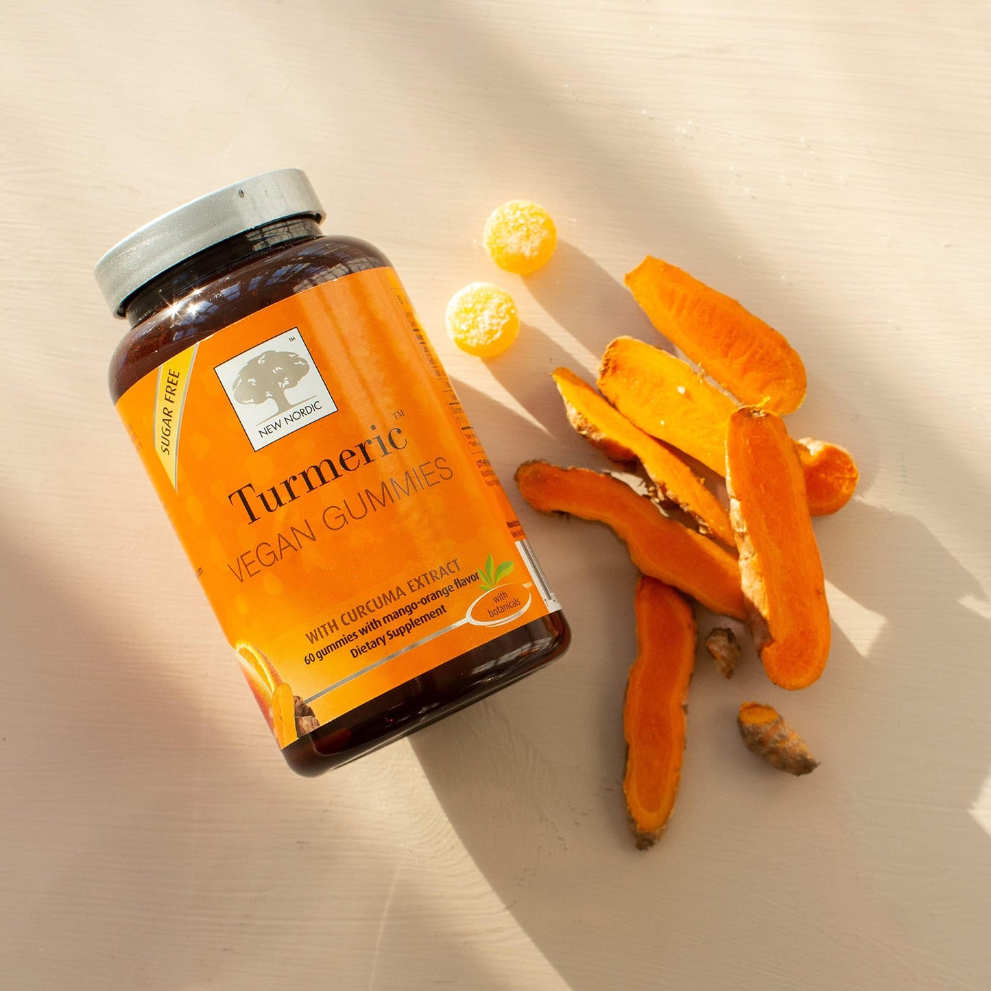 New Nordic Turmeric Curcumin Gummies – Mango Orange, Sugar Free, 300 mg Daily, 60 Count