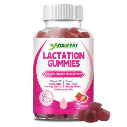 Lactation Gummies – Moringa, Fennel, Milk Thistle, D3 & B12 – 60 Gummies for Breastfeeding & Milk Supply