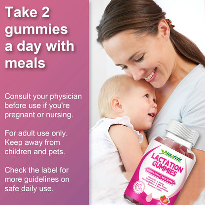 Lactation Gummies – Moringa, Fennel, Milk Thistle, D3 & B12 – 60 Gummies for Breastfeeding & Milk Supply
