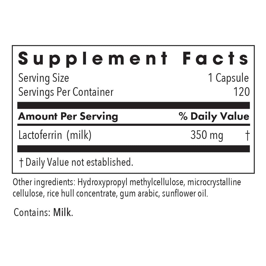 Allergy Research Group Lactoferrin Supplement 350mg - Bovine Colostrum, Immune Support, Iron Transport | Vegicaps 120 Count