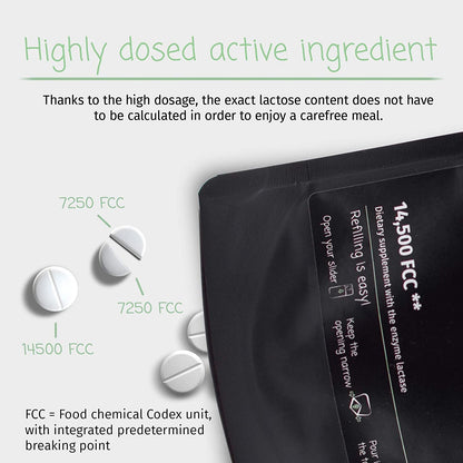 LactoJoy Lactase Pills 14,500 FCC | Vegan, Fast-Acting Enzymes | 240-Piece Refill Pack