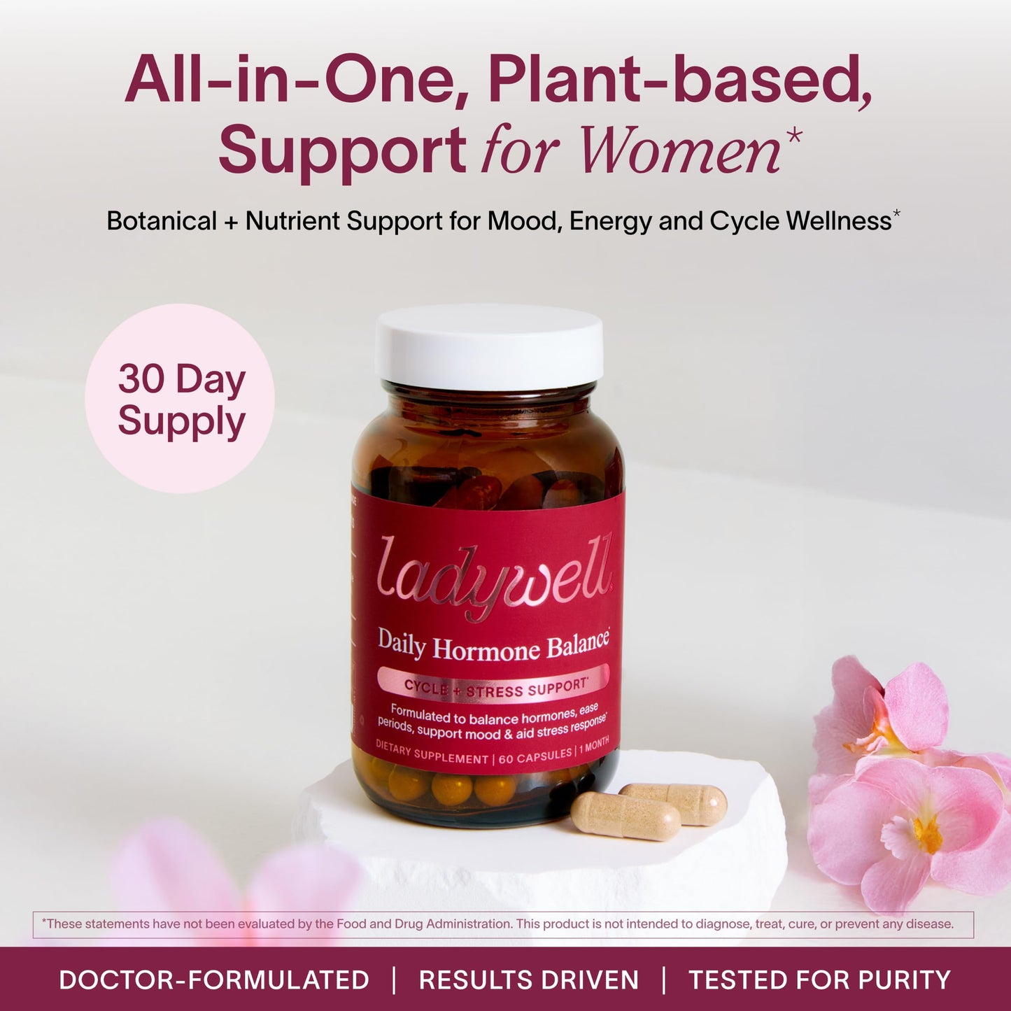 Ladywell Daily Hormone Balance Capsules | Natural Cycle Support for Women | 60 Ct