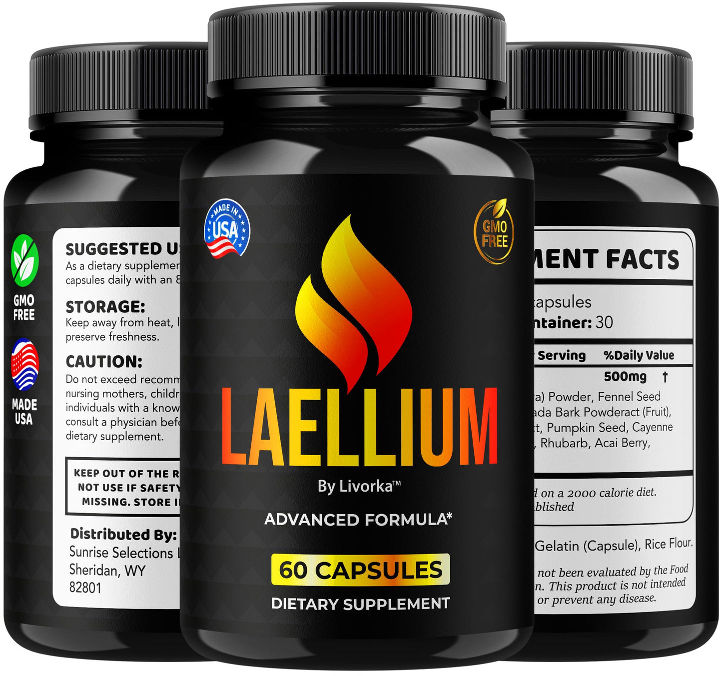 Laellium Pro Pills 5 Pack – All-Natural Daily Formula | LIVORKA Capsules, 300 Capsules