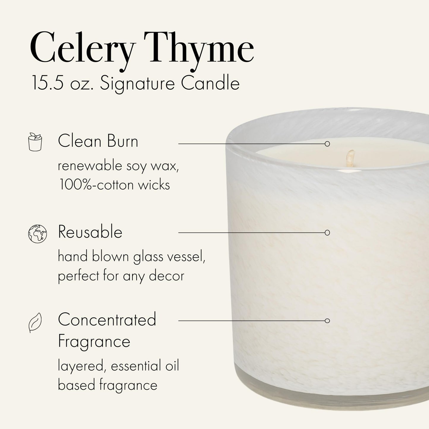 LAFCO New York Signature Candle Celery Thyme – 15.5 oz, 90-Hour Burn, USA Made