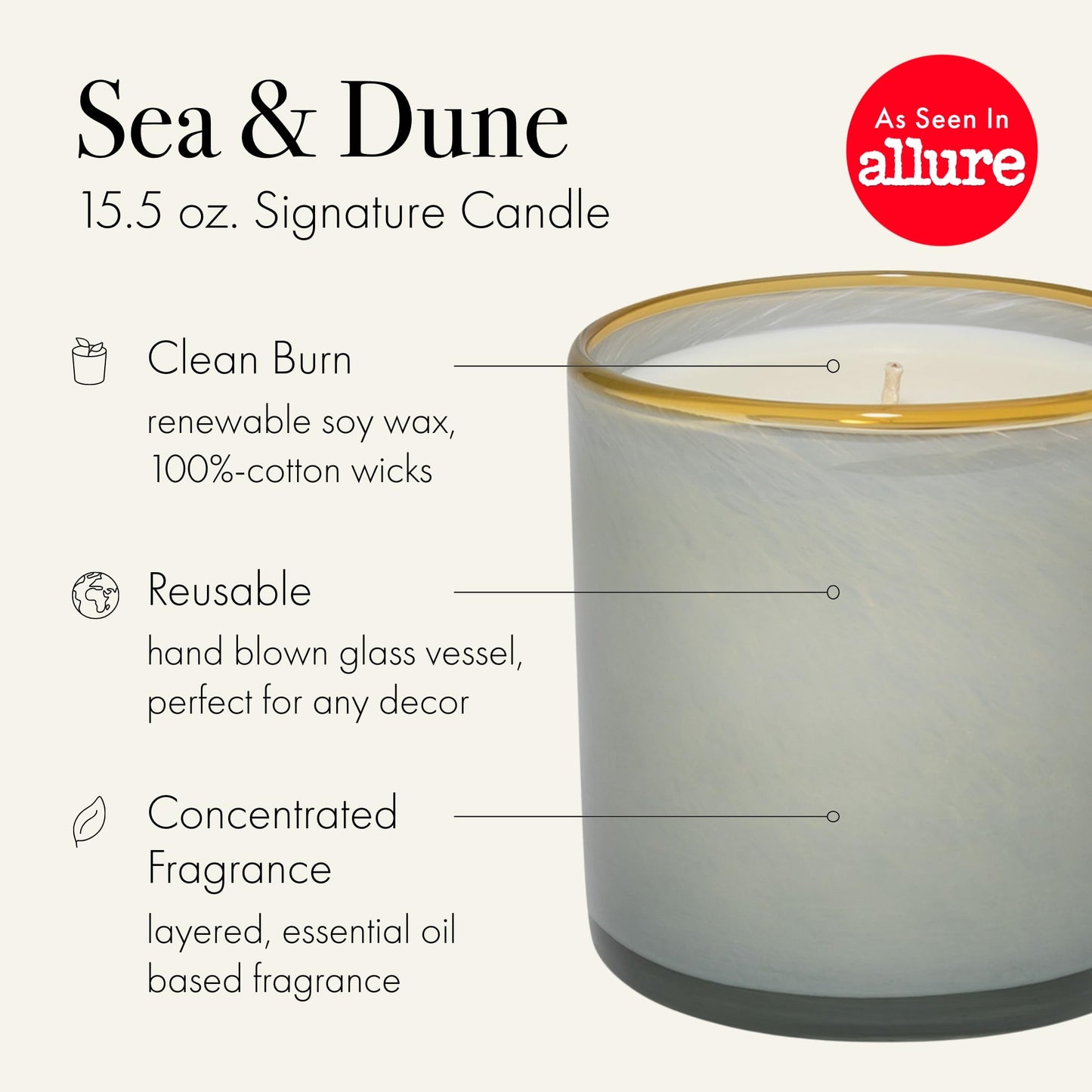 LAFCO New York Signature Candle Sea & Dune – 15.5 oz | 90-Hour Burn Time