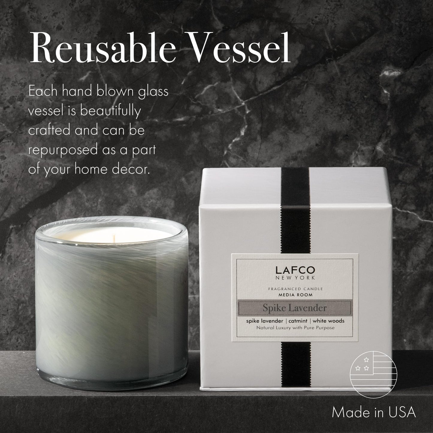 LAFCO New York Signature Candle - Spike Lavender | 15.5 oz, 90-Hour Burn