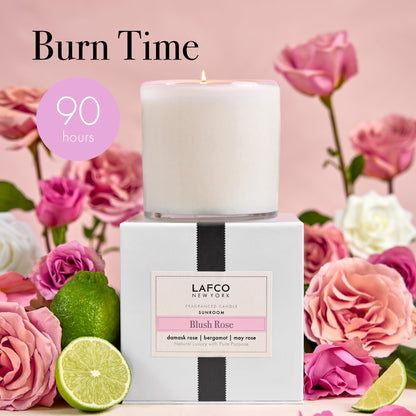 LAFCO New York Signature Candle – Blush Rose (15.5 oz, 90-Hour Burn Time)