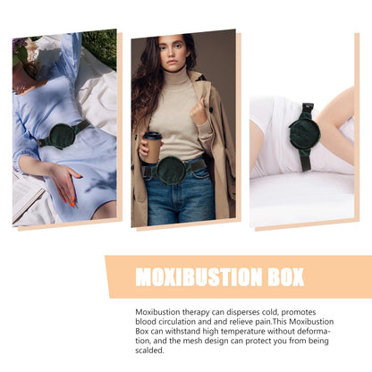 LALAFINA 2pc Smokeless Copper Moxibustion Box – Portable Therapy Bag for Waist, Neck, Knee, Shoulder, Back