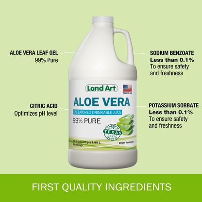 Land Art Pure Aloe Vera Juice Unflavored – 99.7% Organic, Cold-Processed, 64 oz Pack of 2