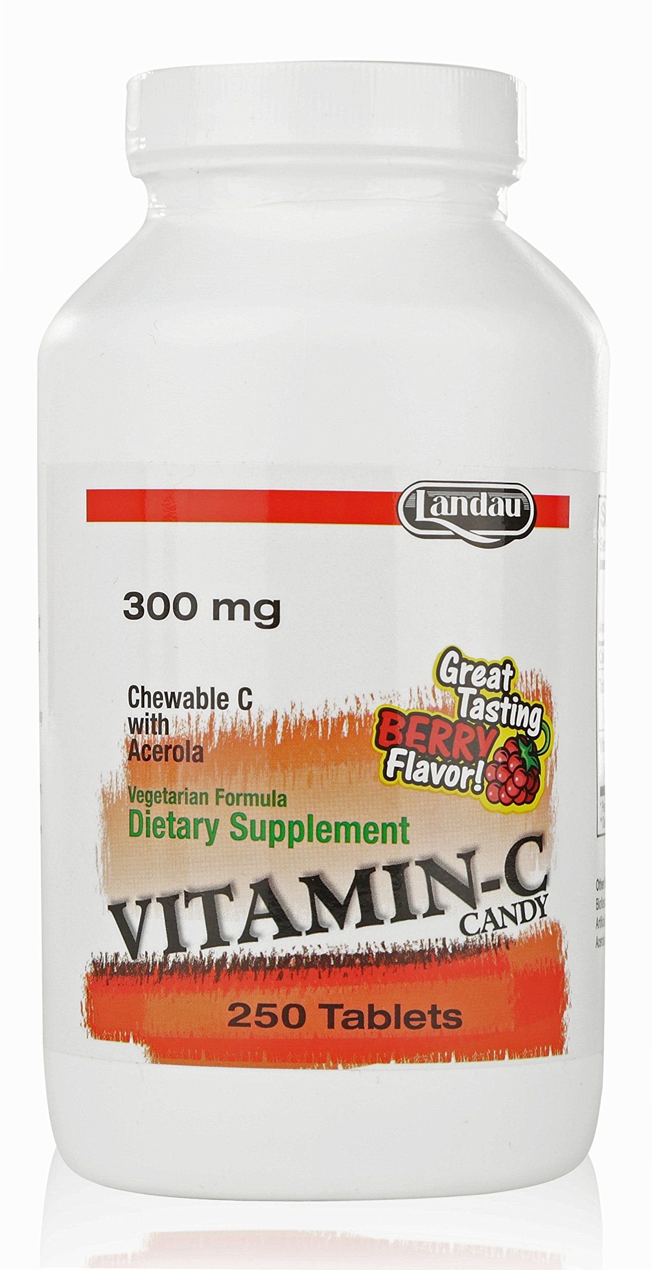Landau Chewable Vitamin C Candy 300 mg Berry Flavor, 250 Count