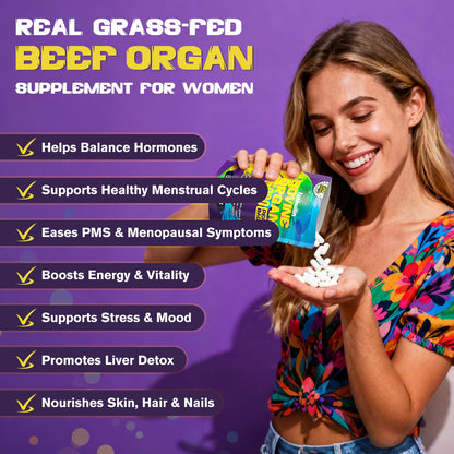 Lanhuilin Beef Organ Supplement for Women – Grass-Fed Liver, Kidney, Heart & More (120 Caps)
