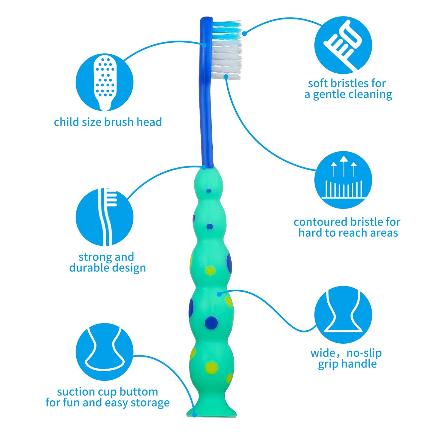 Lauwell 12-Piece Toddler Toothbrush Pack – Soft Bristles, Covers & Suction Cup