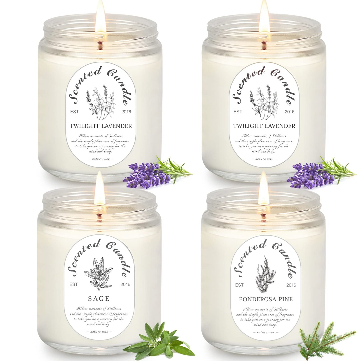 Lavender Candle Gift Set 4-Pack | Soy Wax Aromatherapy Candles for Relaxation & Christmas Gifts