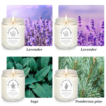 Lavender Candle Gift Set 4-Pack | Soy Wax Aromatherapy Candles for Relaxation & Christmas Gifts