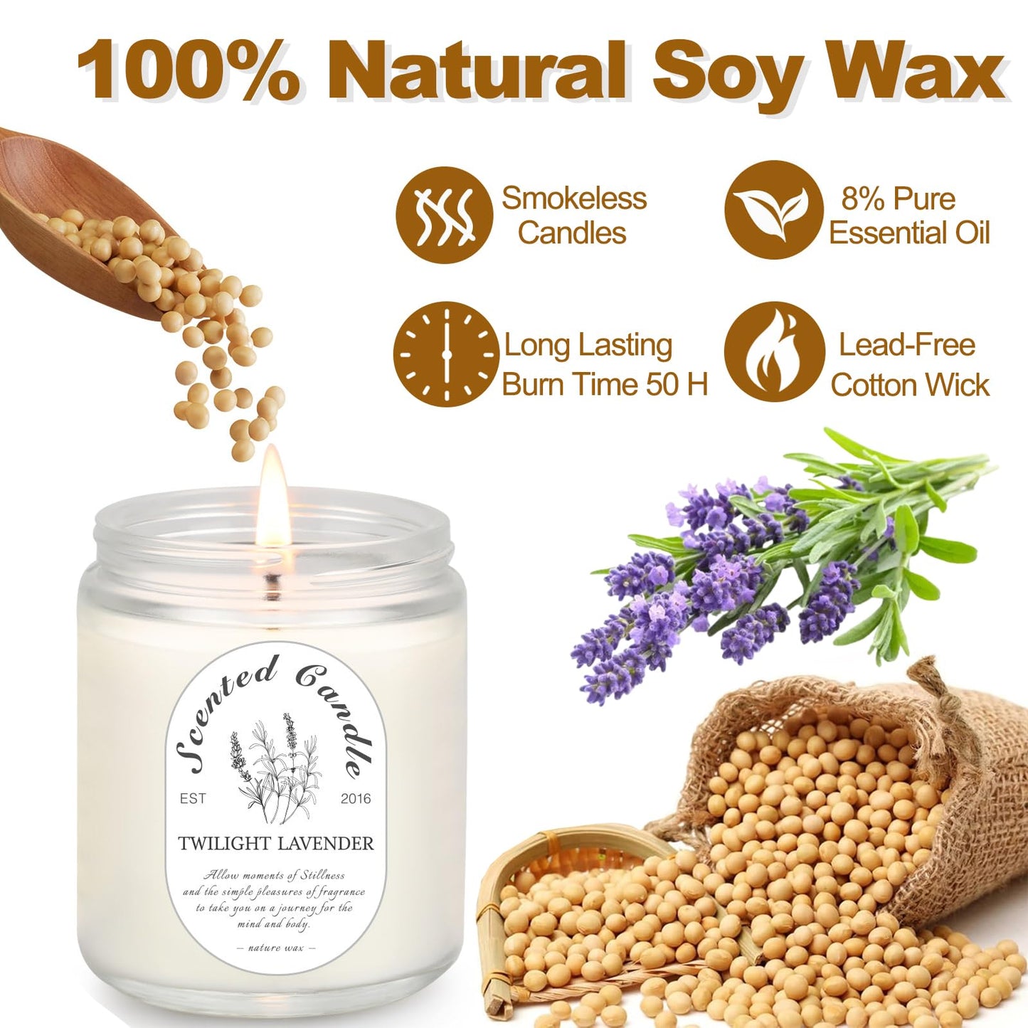 Lavender Candle Gift Set 4-Pack | Soy Wax Aromatherapy Candles for Relaxation & Christmas Gifts