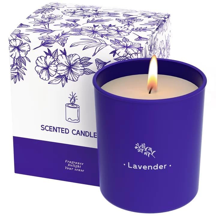 Lavender Soy Wax Candle, 8 oz, Purple Jar – 45-Hour Burn | Gift for Her