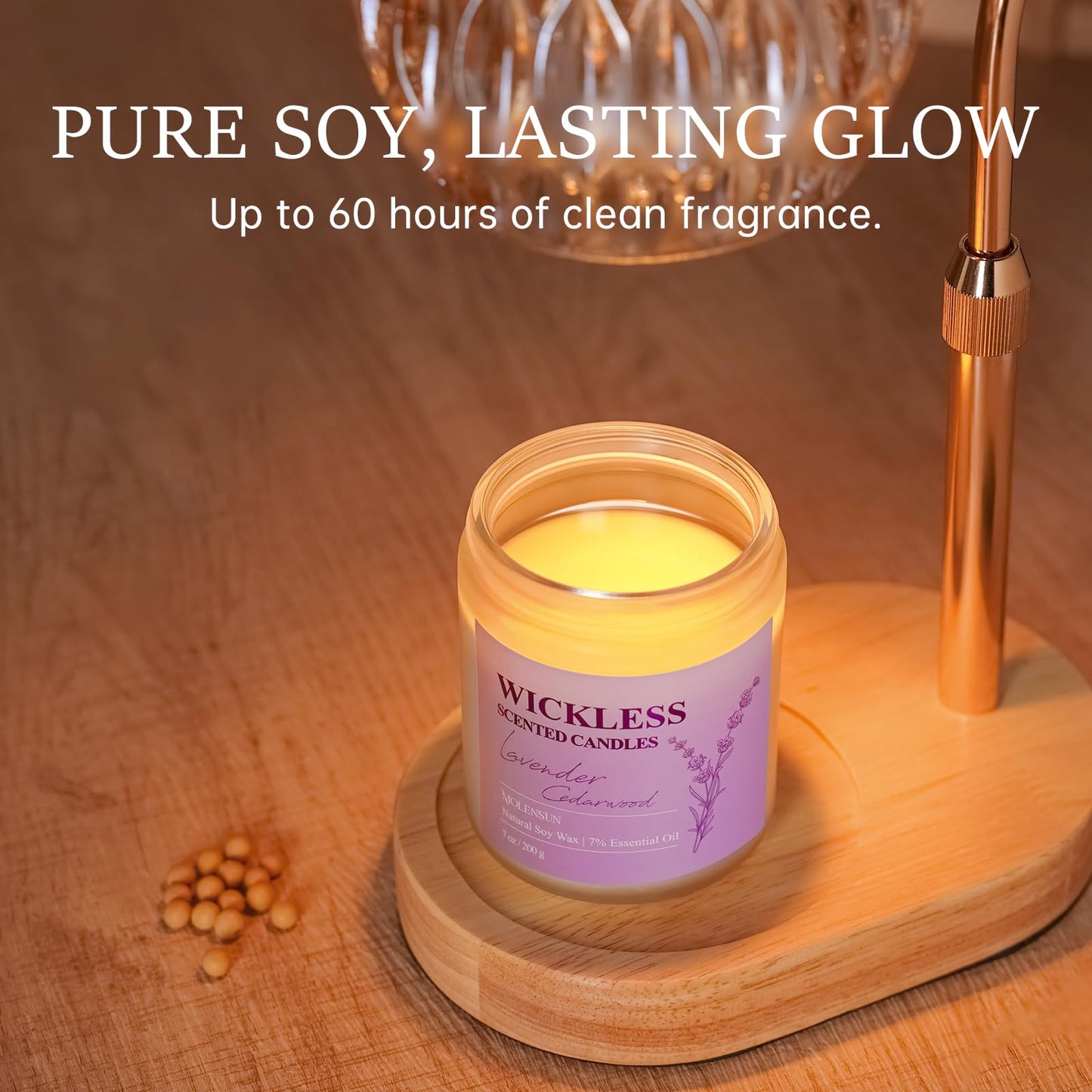 Lavender Cedarwood Wickless Soy Candle with 10ml Oil – Flameless & Non-Toxic Gift