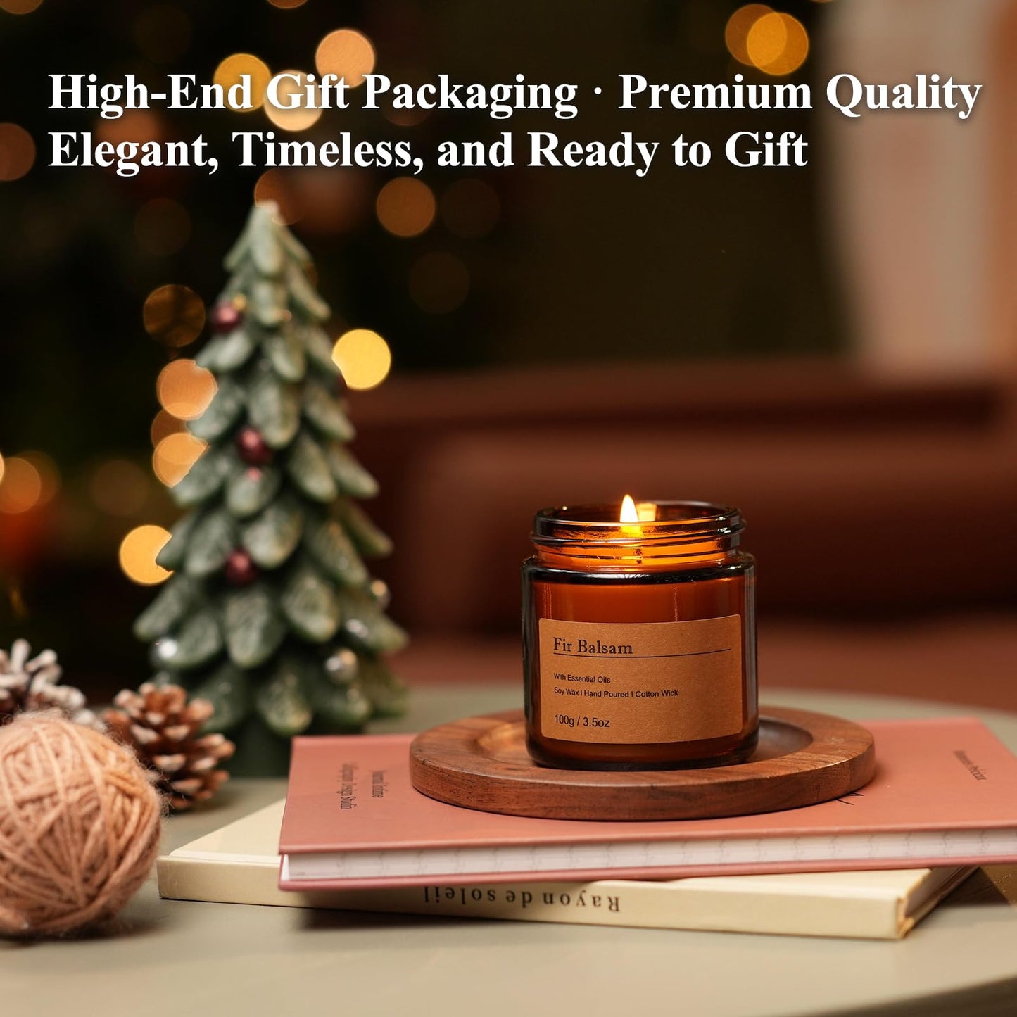 Holiday Candle Gift Set – 8-Pack Vintage Amber Glass Jars | Winter Scents