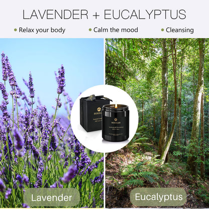 Lavender Eucalyptus Scented Candles – Black Box Gift for Men