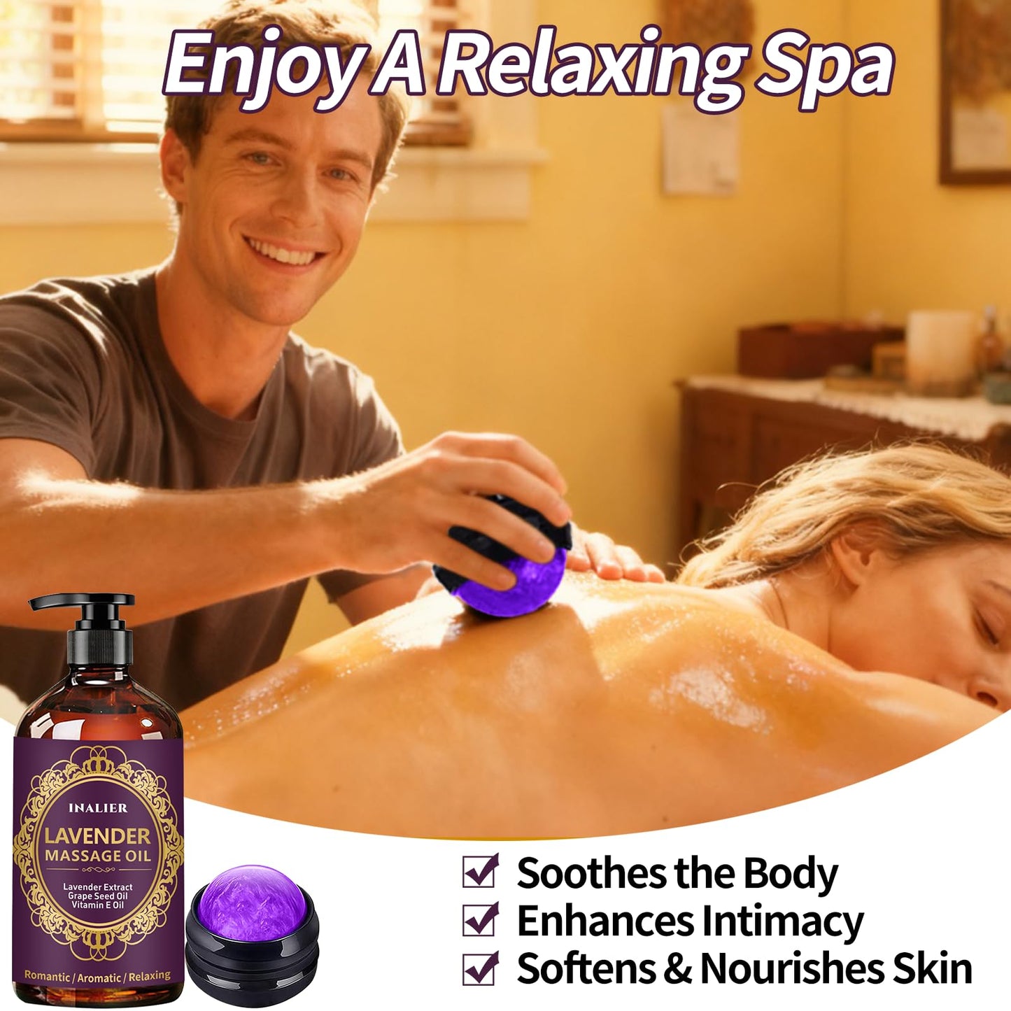 Massage Oil for Therapy - 3-Pack Gift Set with Ginger, Arnica & Lavender