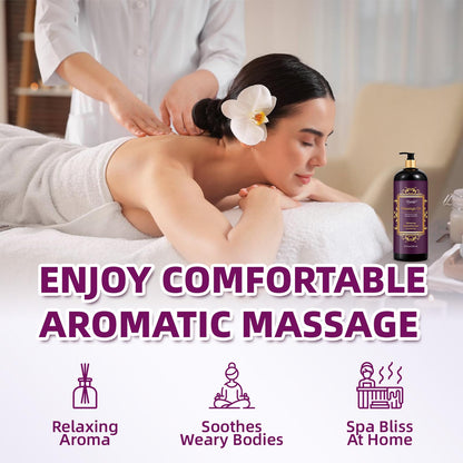 Pjordo Aromatherapy Lavender Massage Oil – 10 fl oz, Spa-Quality with Grape Seed, Sweet Almond & Jojoba