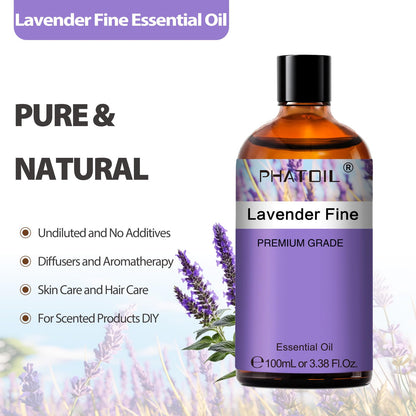 PHATOIL Lavender Essential Oil – 3.38 fl oz, 100% Pure & Natural for Hair, Skin & Aromatherapy