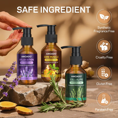 Massage Oil Gift Set – Arnica, Eucalyptus & Lavender, 10.5oz