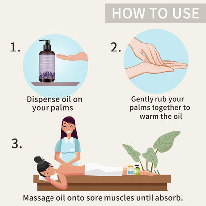 Lavender & Peppermint Massage Oil – Skin Moisturizing Body Oil, 10.2 fl oz