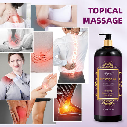 Pjordo Aromatherapy Lavender Massage Oil – 10 fl oz, Spa-Quality with Grape Seed, Sweet Almond & Jojoba