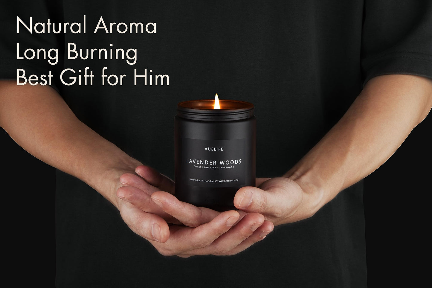 Lavender & Wood Scented Candle for Men | Masculine Gift
