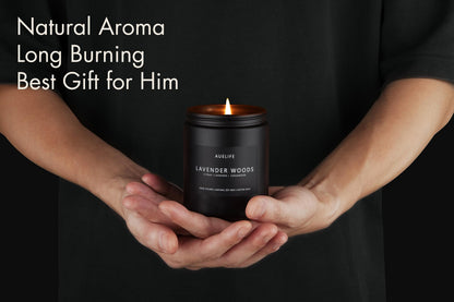 Lavender & Wood Scented Candle for Men | Masculine Gift