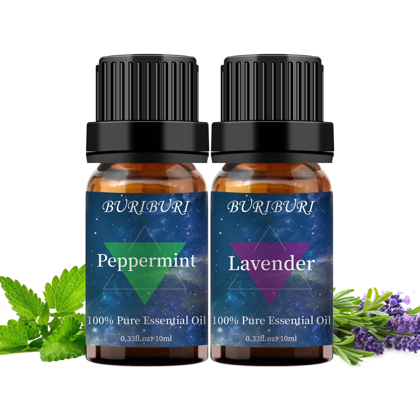 Lavender & Peppermint Essential Oil Gift Set – 100% Pure & Undiluted, 10ml x2