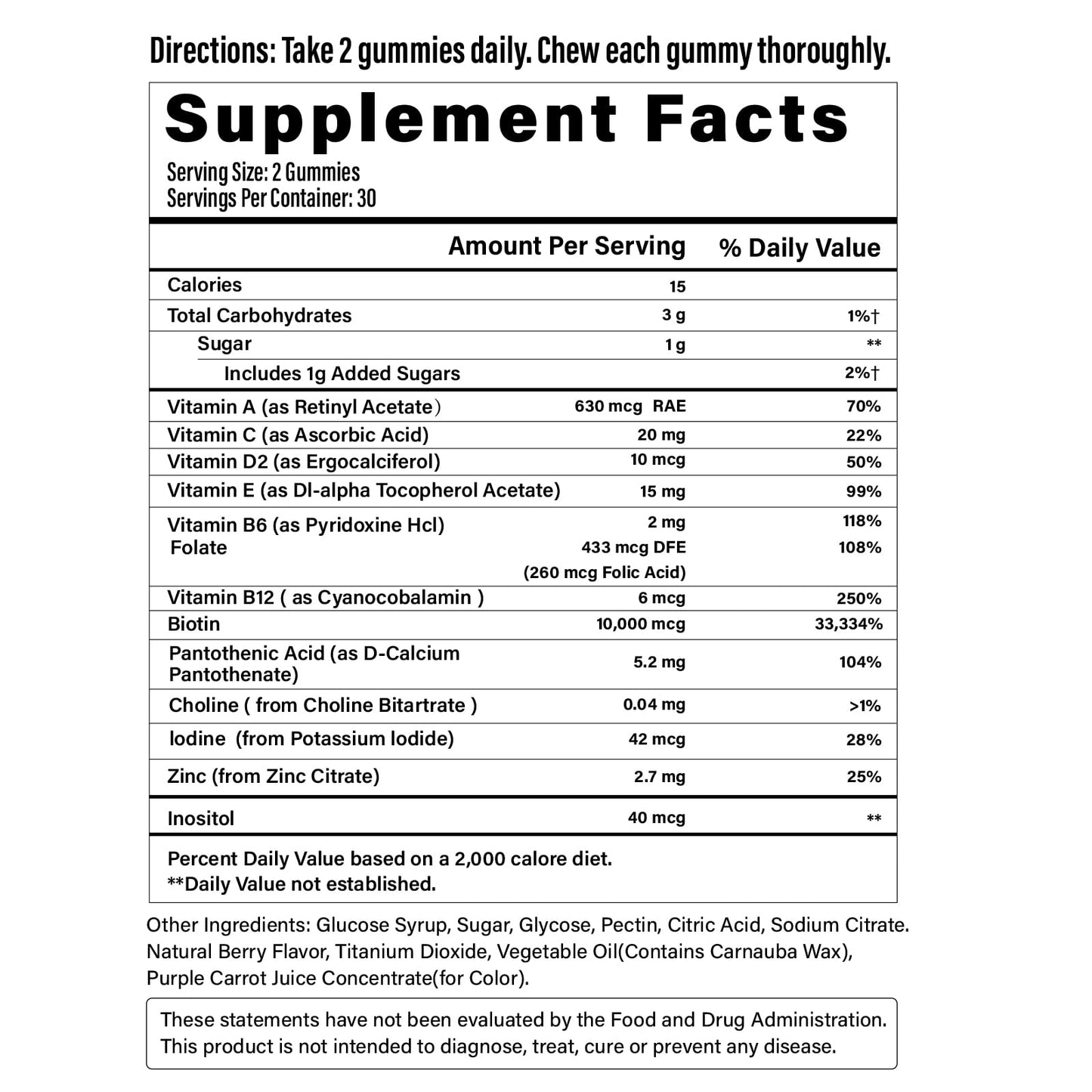 Lazpowfi Biotin Gummies - Vegan Hair, Skin & Nails Vitamins (90-Day Raspberry 3-Pack)