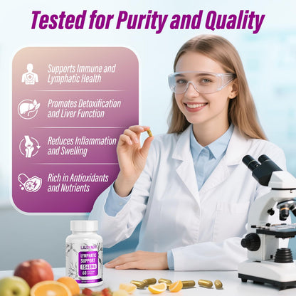 Lazpowfi Lymphatic Drainage Supplements – 1540mg Lymph System Support, 60 Capsules