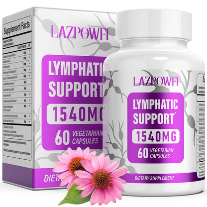 Lazpowfi Lymphatic Drainage Supplements – 1540mg Lymph System Support, 60 Capsules