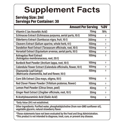Lazpowfi Liposomal Lymph Drops 2000mg – Strawberry Flavor, 2 fl oz
