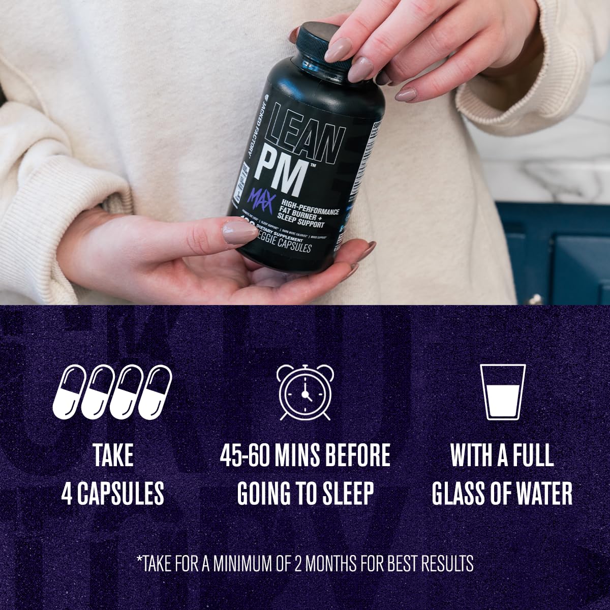 Jacked Factory Lean PM Max – Fat Burner & Sleep Support (120 Diet Pills)