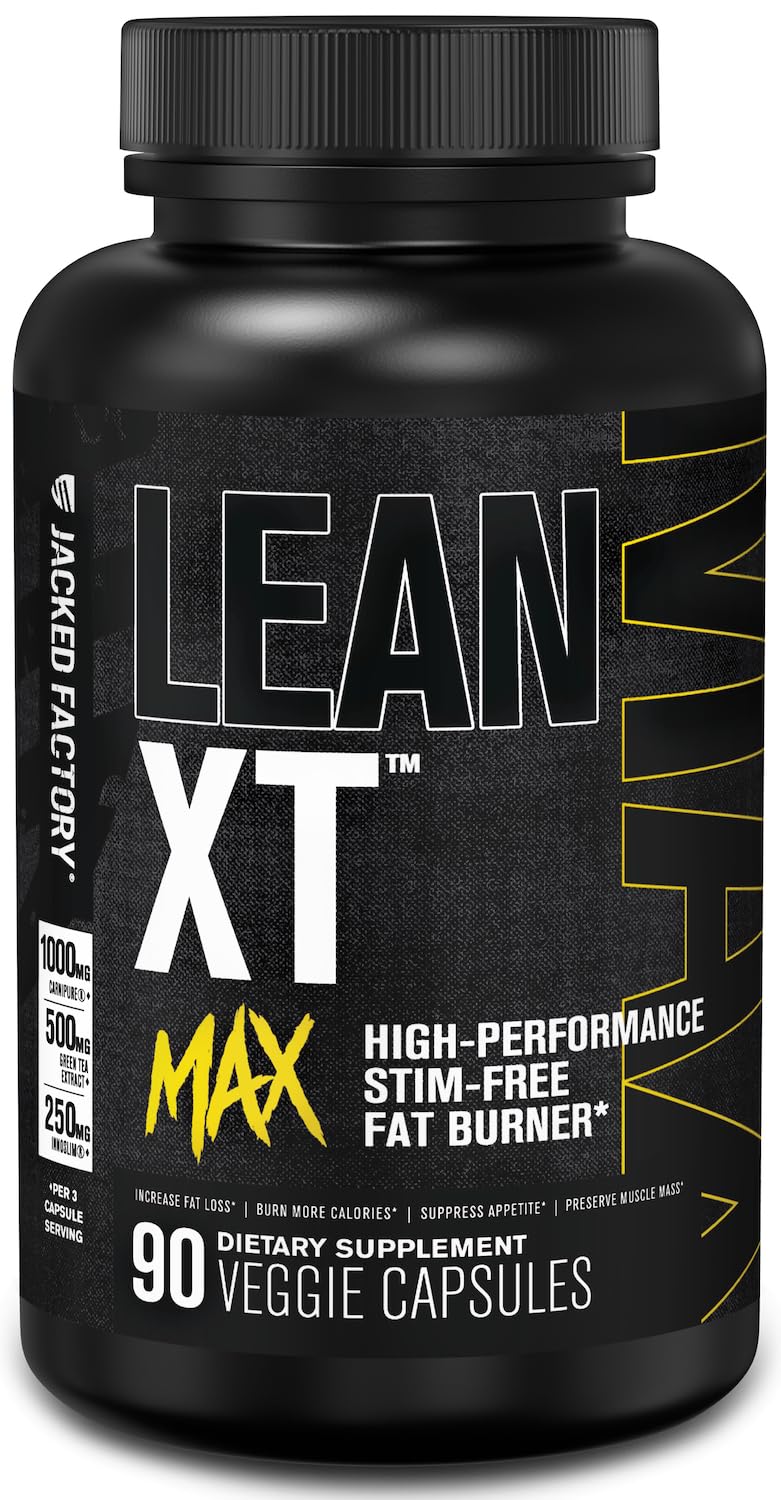 Jacked Factory Lean-XT Max – Stim-Free Fat Burner with Carnipure, InnoSlim & ForsLean | 90 Count