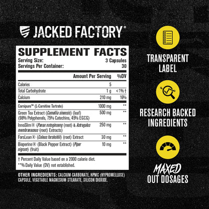 Jacked Factory Lean-XT Max – Stim-Free Fat Burner with Carnipure, InnoSlim & ForsLean | 90 Count