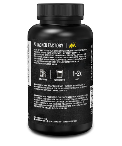 Jacked Factory Lean-XT Max – Stim-Free Fat Burner with Carnipure, InnoSlim & ForsLean | 90 Count