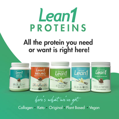 Lean1 Plant-Based Meal Replacement Protein Powder – Chocolate, 15-Serving Tub | Nutrition53