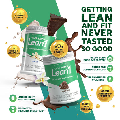 Lean1 Plant-Based Meal Replacement Protein Powder – Chocolate, 15-Serving Tub | Nutrition53