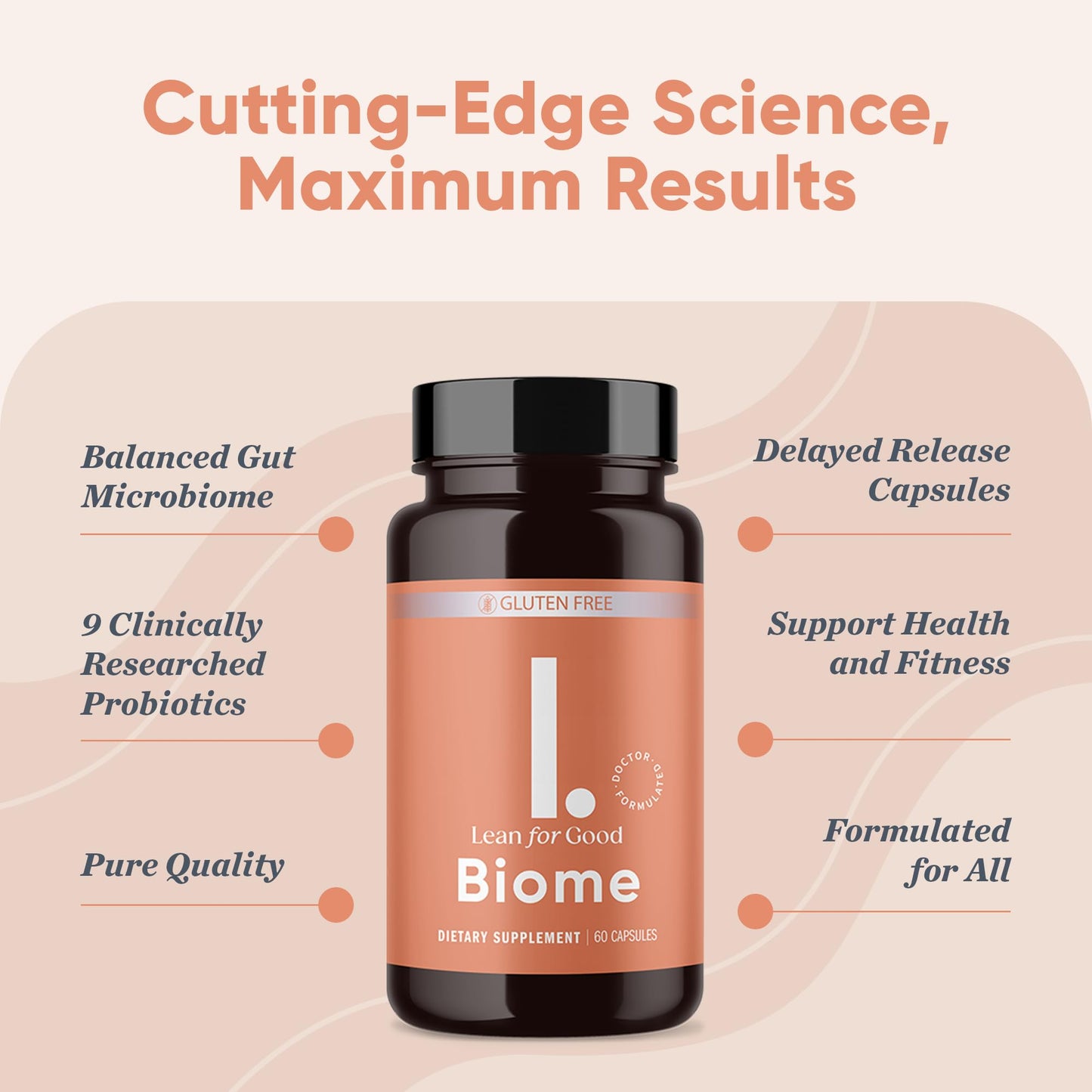 LEANFORGOOD Biome | 9-Strain Probiotic Formula, Supports a Balanced Gut Microbiome, Greenselect Phytosome - 60 Capsules