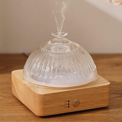 Lecdura Glass Essential Oil Diffuser – 200ml Ultrasonic Diffuser with Glass Reservoir & Wood Base, 7-Color Light, Auto-Off