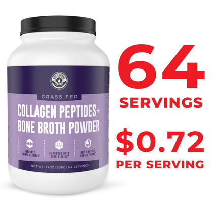 Left Coast Performance Collagen Bone Broth Powder – Grass-Fed, Unflavoured, 2lb (64 Servings)