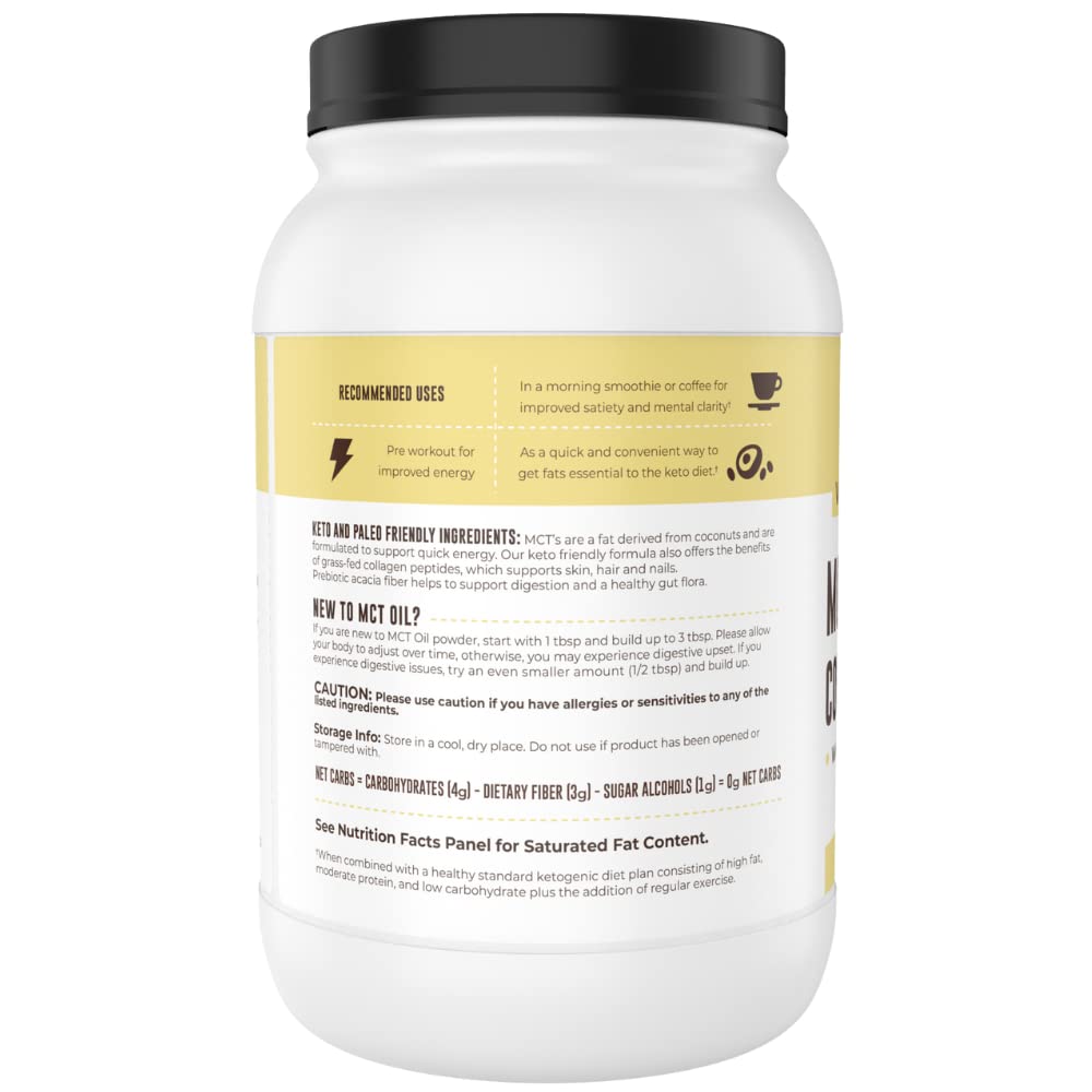 Left Coast Performance MCT Oil Powder with Acacia Fiber & Collagen – Vanilla, 32 oz