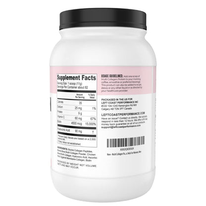 Left Coast Performance Multi Collagen Powder 2lb with Biotin, Hyaluronic Acid & Vitamin C