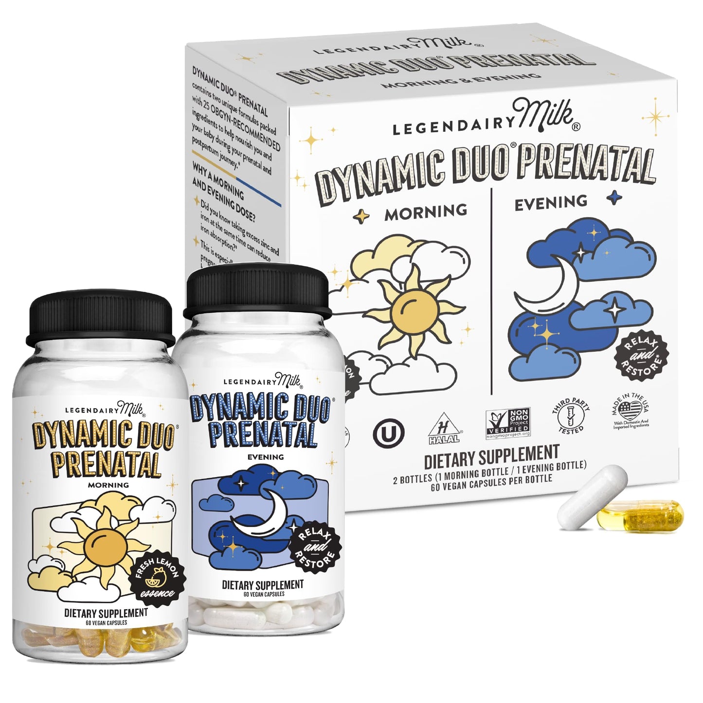 Legendairy Milk Dynamic Duo Prenatal 2-in-1 Vitamins – Morning & Night with DHA & Methylated Folate